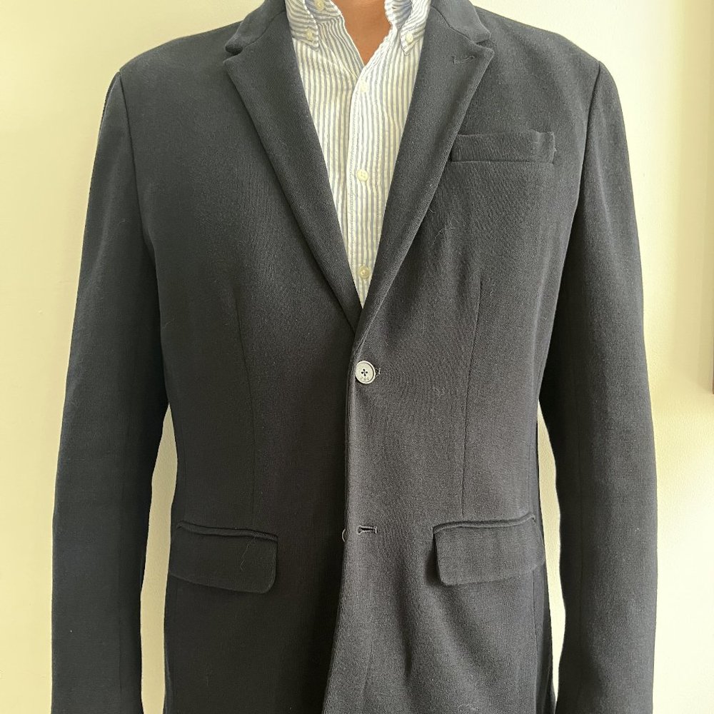 John Varvatos Luxe Navy Blue Viscose Unstructured Blazer Jacket